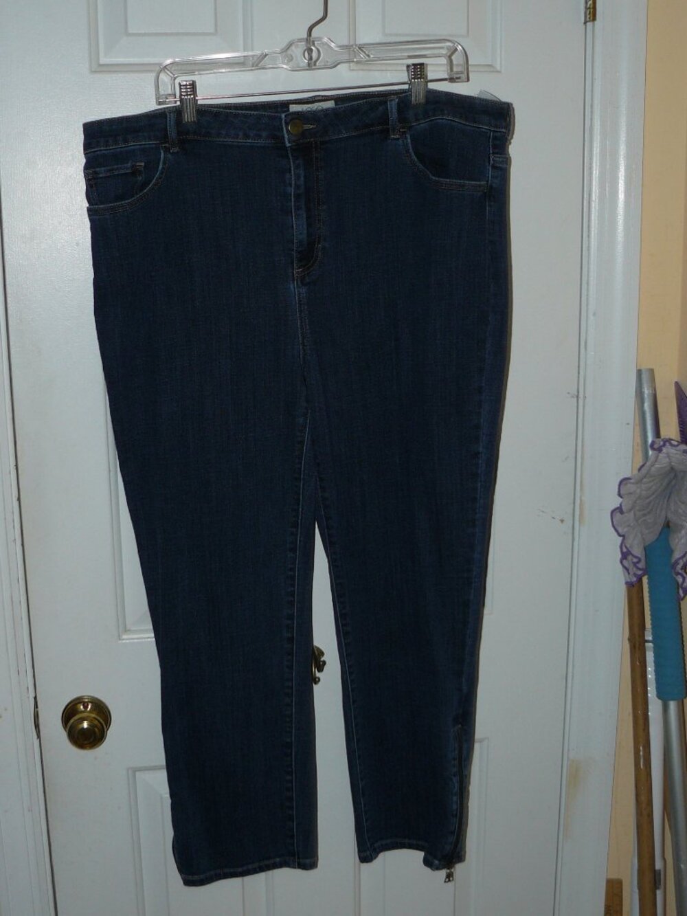LOGO Lori Goldstein Straight Leg Blue Stretch Denim Jeans Boot Zipper Sz 20W